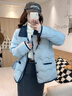 妍莉芬（yanlifen）小香風(fēng)羽絨棉服女裝2025冬季短外套女2025年新復古棉衣羽棉襖絨服 藍色 L 曬單實(shí)拍圖