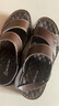 稻草人頭層牛皮涼鞋男沙灘鞋男士拖鞋男鏤空洞洞休閑男鞋子 棕色 42  曬單實(shí)拍圖