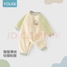 優(yōu)奇嬰兒衣服秋冬季加絨連體衣寶寶保暖衣服嬰幼兒外出秋裝洋氣嬰兒服 綠色 80cm 曬單實拍圖
