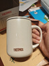 膳魔師（THERMOS）馬克杯不銹鋼茶杯大容量把手杯保溫咖啡杯團購生日禮物TEMC 【鍍鈦茶漏】珍珠白 400ml 曬單實(shí)拍圖