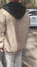 POUM潮牌連帽皮衣外套男士春秋款高級感痞帥休閑夾克2885杏色XL 曬單實拍圖