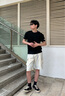 頂峰保羅（Dingfengbaoluo）美式時(shí)尚直筒潮流寬松工裝大口袋短褲夏休閑五分褲F2682米白2XL 曬單實(shí)拍圖