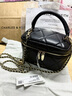 CHARLES&KEITH菱格鏈條手提斜挎小方包盒子包包女包生日禮物CK2-80782534 Black黑色 小包 曬單實(shí)拍圖
