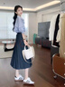 妍莉芬（yanlifen）一整套韓系氛圍感穿搭衣服套裝2025年超火連衣裙兩件套女裝春夏季 襯衫+半身裙兩件套裝 S 曬單實(shí)拍圖
