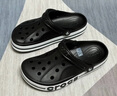 卡駱馳（CROCS）洞洞鞋貝雅卡駱班輕便耐磨一腳蹬休閑鞋|205089 黑色/白色-066 45 (290mm) 曬單實(shí)拍圖