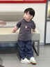 齊齊熊【7A抗菌小魔怪】男童t恤長袖春秋款寶寶假兩件純棉兒童女童 迷霧灰 100 曬單實(shí)拍圖