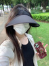 JCZS騎車(chē)防曬帽吹不翻電動(dòng)車(chē)防風(fēng)防紫外線(xiàn)可折疊空頂大帽檐女夏季戶(hù)外 深灰【騎車(chē)不翻 雙層冰絲】空頂 曬單實(shí)拍圖