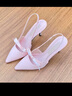 CHARLES&KEITH緞面蝴蝶結(jié)尖頭高跟涼鞋女七夕禮物CK1-60361556 Light Pink淺粉色 39 曬單實(shí)拍圖