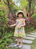 G.DUCK KIDS小黃鴨童裝洛麗塔公主裙夏季薄款飛袖兒童連衣裙0-3歲女寶寶裙子 綠色裙子+帽子 100 建議2~3歲（ 90-100cm） 曬單實(shí)拍圖