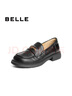 百麗（Belle）海鷗米色樂福鞋女皺皮商場同款通勤百搭鞋D7D1DAA5預(yù)售 黑色 38 (240mm) 曬單實拍圖