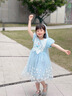 G.duck冰雪奇緣艾莎公主裙女童短袖連衣裙純棉兒童愛(ài)沙生日裙子夏季新款 藍色+魔法棒皇冠+頭紗 120 建議身高110-120cm年齡6-7歲 曬單實(shí)拍圖