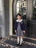 班喜迪女童連衣裙秋裝新款洋氣寶寶針織公主裙周歲禮服春秋兒童開(kāi)衫裙子 藏青 120 曬單實(shí)拍圖