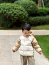 拉比兒童輕薄羽絨連帽外套保暖防風(fēng)2025冬季新款男女童長(cháng)袖外套 卡其 100 曬單實(shí)拍圖