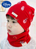 G.DUCKKIDS新款春秋冬純棉雙層中小童帽子單層圍脖兩件純棉男女?huà)胗酌弊硬碧?【帽子+圍脖】圣誕大紅 L頭圍49-52CM【2歲-5歲】 曬單實(shí)拍圖