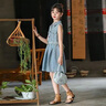 G.DUCKKIDS童裝兒童裙子夏季新款女童連衣裙無(wú)袖女大童牛仔連衣裙女孩公主裙 淺藍色 120 (建議110cm  6-7歲左右)c 曬單實(shí)拍圖