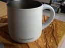 富光不銹鋼馬克杯帶蓋高顏值杯子咖啡杯316L保溫桌面水杯帶勺子 奶杏白（加購下單送鋼勺）450ml 曬單實(shí)拍圖