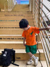 WVD國際品牌男童夏裝2025新款短袖套裝韓版潮童兩件套兒童夏季帥氣童裝 桔紅色:俊萌 100 cm 曬單實(shí)拍圖