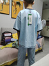 左西男童短袖t恤夏兒童涼感半袖2025新款男孩大童復(fù)古上衣 淺藍(lán)色 150 曬單實(shí)拍圖