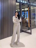 班尼路（Baleno）仿羊絨連帽修身開衫女糯米褲套裝2025春秋季新款時尚高級感兩件套 曬單實拍圖