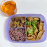 特百惠（Tupperware）思麗康飯盒3件套學(xué)生上班族便攜午餐分格微波1L+湯碗 冰沙紫 曬單實(shí)拍圖