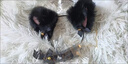 歐陽(yáng)先生仿真獸耳毛絨頭飾貓耳朵貓尾cosplay套裝發(fā)箍網(wǎng)紅配飾 黑色三件套 曬單實(shí)拍圖