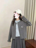 斐特瑪2025春秋新款毛衣外套假兩件針織衫女慵懶氣質(zhì)圓領(lǐng)系帶開(kāi)衫上衣 灰色假兩件 M 適合95-115斤 曬單實(shí)拍圖
