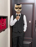 羅蒙男士高端西服套裝條紋修身帥氣新郎結(jié)婚西裝禮服英倫風(fēng)藝考西服 深灰色【西服+西褲+馬甲+贈(zèng)品】 XL 曬單實(shí)拍圖