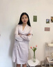 絲可蕊睡衣女夏季2025新款帶胸墊可外穿薄款睡裙蕾絲吊帶性感純欲家居服 淺紫色（短裙+杯墊+外套） XL （110-130斤） 曬單實拍圖