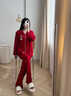 黛姿馨睡衣結婚新婚情侶套裝春秋款萊卡棉長(cháng)袖喜慶婚慶本命年酒紅家居服 MC25039情侶套裝一對 M 女+男L 曬單實(shí)拍圖