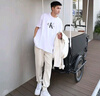 Calvin KleinJeans25春夏男女情侶休閑ck字母純棉落肩袖寬松短袖T恤4RAB823 曬單實拍圖
