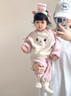 G.duck小黃鴨女寶寶秋冬2025新款超萌可愛(ài)加絨嬰兒卡通衛衣兩件套 粉色 90 曬單實(shí)拍圖