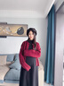 苒琦媽咪孕婦秋裝2025新款套裝時(shí)尚外出長(cháng)袖開(kāi)衫裙寬松遮肚孕婦裙子兩件套 安哥拉紅外套+黑色連衣裙（套裝） L 曬單實(shí)拍圖