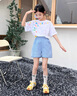 moonkids女童格子褲夏天藍色短褲兒童2025新款夏裝韓版褲子女寶寶蕾絲甜美 18531藍色格子短褲 170 cm 曬單實拍圖