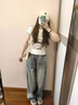 憶思減小個(gè)子美式復古直筒破洞闊腿牛仔褲女2025春秋新款寬松百搭拖地褲 淺色  小個(gè)子款 M 建議95-105斤 曬單實(shí)拍圖