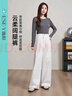 ESE-Y逸陽(yáng)索羅娜萊賽爾棉藏藍色闊腿褲女2025年秋季新款高腰顯瘦闊腿褲 白色 26 曬單實(shí)拍圖