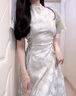 衣然呈品連衣裙女夏季新款美式高街潮牌立領(lǐng)盤扣綁帶旗袍修身碎花長裙子女 碎花連衣裙 M 【建議90-105斤】 曬單實(shí)拍圖