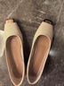 達芙妮低跟單鞋女方頭粗跟小皮鞋淺口通勤舒適百搭氣質(zhì)女鞋子 米色  37  曬單實(shí)拍圖