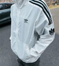 adidas情侶款復古風梭織立領夾克外套男女阿迪達斯官方三葉草 亮白 S 曬單實拍圖