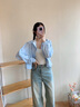 森馬（Semir）外套女秋短款蕾絲寬松蝙蝠袖棉麻立領(lǐng)2025小清新夾克10A525108002 曬單實(shí)拍圖