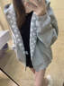 美式復古灰色開(kāi)衫連帽衛衣外套女春秋季2025新款寬松慵懶拉鏈上衣 花灰色 M (1) 【80-100斤】 曬單實(shí)拍圖