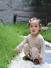 湯尼倍兒嬰兒連體衣服夏季七分袖空調(diào)服新生兒純棉爬服男女寶寶外出哈衣 卡其色 /可愛小狗 90cm 曬單實(shí)拍圖