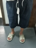 無印優(yōu)品2024棉麻7七分褲男士夏季寬松薄款新中式直筒短褲大碼亞 無印良品藏青色 2XL 曬單實拍圖