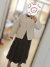 艾美琦美（AIMEIQIMEI）大碼女裝秋季2025新款小香風(fēng)韓劇穿搭三件套顯瘦180斤連衣裙套裝 杏色外套+咖色打底+咖色裙 2XL [建議140-160斤] 曬單實(shí)拍圖