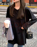 MJ STYLE長(zhǎng)袖開(kāi)衩T恤女2025秋季新款寬松套頭純色打底衫運(yùn)動(dòng)風(fēng)百搭上衣 曬單實(shí)拍圖