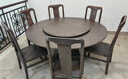 梵宜實(shí)木餐桌 北美黑胡桃木圓餐桌椅組合吃飯桌子小戶(hù)型家用6-8人 1.6m一桌10椅+100CM轉盤(pán) 黑胡桃木 曬單實(shí)拍圖