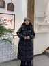 Teenie Weenie小熊女裝羽絨服2025年冬季新款中長(cháng)款連帽保暖鵝絨服 黑色 XS 曬單實(shí)拍圖
