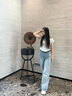 美麗衣櫥（BEAUTIFUL WARDROBE）高腰雙扣微喇牛仔褲女生秋季休閑長褲寬松氣質(zhì)垂感拖地設(shè)計馬蹄褲 曬單實拍圖