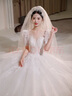 紅妝飾佳婚紗2025新款新娘主婚紗法式簡(jiǎn)約小個(gè)子儀式出門紗高級(jí)質(zhì)感迎賓紗 米白齊地款 S 曬單實(shí)拍圖