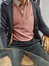 THOM BKDINR高端男士長(cháng)袖t恤2025春秋薄款中年爸爸翻領(lǐng)POLO打底衫秋裝上衣服 16823皮紅長(cháng)袖 【春秋款】 2XL 180【建議155-170斤】 曬單實(shí)拍圖