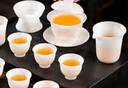 冰種玉瓷羊脂玉功夫茶具高端白瓷茶杯茶具套裝禮盒輕奢高檔送禮 蓋碗組（反口杯形） 曬單實(shí)拍圖